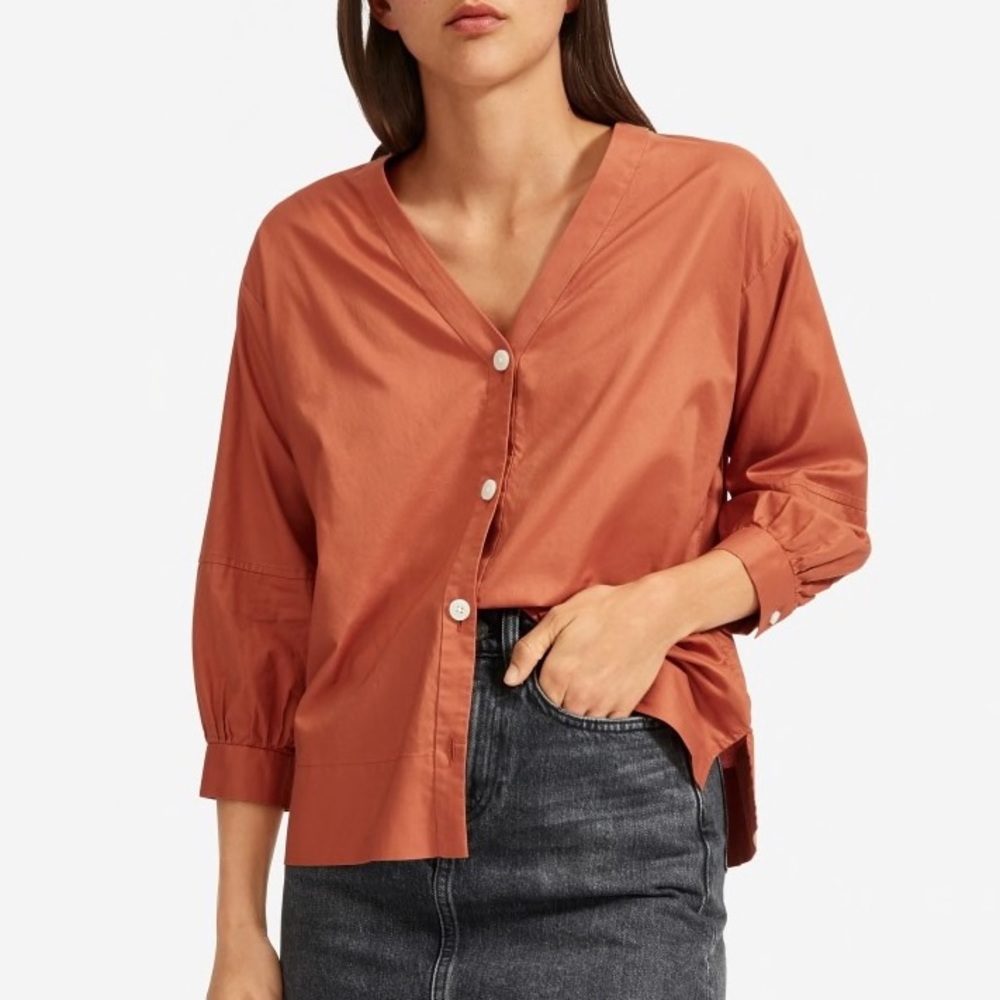 Everlane “The Silky Cotton Lantern Top” Terracotta